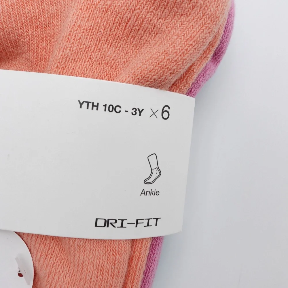 NEW Nike 6-Pack Cushioned Dri-FIT Ankle Socks Little Kid's Size 10C-3Y